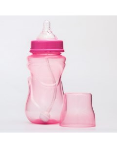 Бутылочка для кормления широкое горло средний поток 300 мл цвет розовый 3мес Крошка я