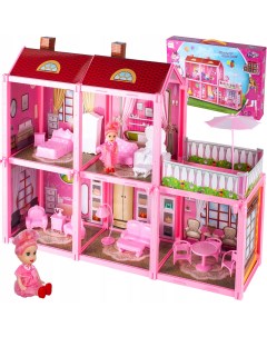 Кукольный домик Fashion Villa 952 с куклой двухэтажный с набором мебели 63х45х17 см Fudaer
