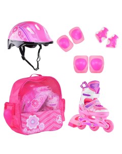 Раздвиж роликовые коньки FLORET Wh Pink Viol шлем защита сумка XS 27 30 Alpha caprice