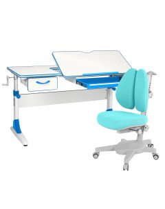 Комплект парта Study 120 белый голубой с голубым креслом Armata Duos Anatomica
