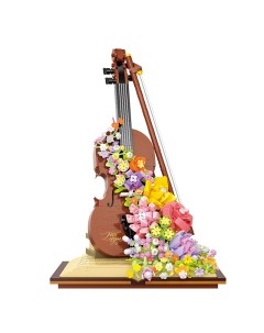 Конструктор 3D из миниблоков Скрипка с цветами с подсветкой 950 дет BA21228 Balody