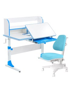 Комплект парта Study 100 Lux белый голубой со светло голубым креслом Armata Anatomica