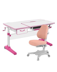Комплект парта Uniqa Lite белый розовый со светло розовым креслом Armata Anatomica