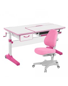 Комплект парта Uniqa Lite белый розовый с розовым креслом Armata Anatomica