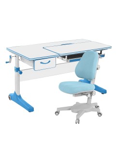 Комплект парта Uniqa Lite белый голубой со светло голубым креслом Armata Anatomica