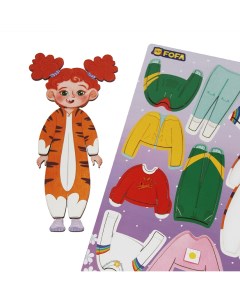 Развивающая игра Кукла одевашка Маша на липучках 13 элементов ST0199 Fofa