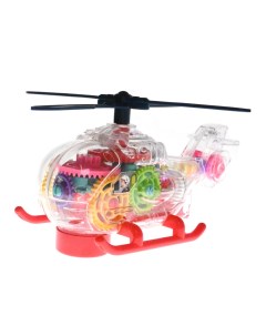 Детский вертолет 0713 прозрачный с движущимися шестерёнками свет звук Jiaerle toys