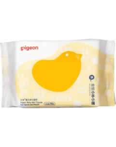 Детские влажные салфетки Baby Wet Tissues For Hands And Mouth 70шт Pigeon