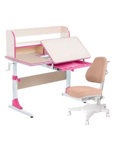Комплект парта Study 100 Lux клен розовый со светло розовым креслом Armata Anatomica