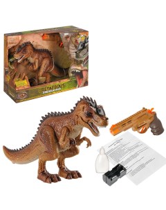 Игровой набор Junfa Охота на динозавра Тираннозавр и пистолет на ИК управлении коричневый Junfa toys