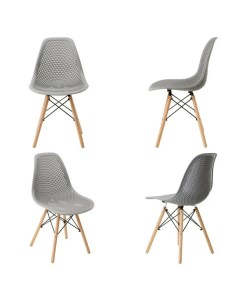 Комплект стульев 4 шт для кухни в стиле EAMES DSW ажурные серый Leon group