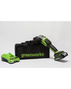 УШМ аккумуляторная GD24AGK2 комплект с перчатками Greenworks