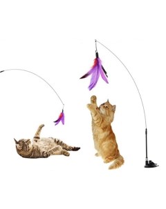 Интерактивная игрушка дразнилка Teaser для кошек Удочка с пером на присоске Zoowell