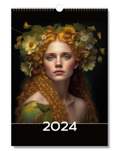 Календарь настенный перекидной на 2024 год Женщины в цветах формат А3 Типография тмт