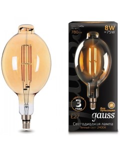 Лампа светодиодная 151802008 LED Vintage Filament BT180 8W E27 180 360mm Golden 780lm 2400K Gauss