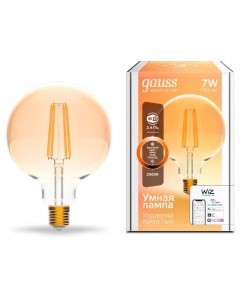 Лампа светодиодная 1320112 филаментная Smart Home DIM E27 G95 Golden 7 Вт 740 лм Gauss