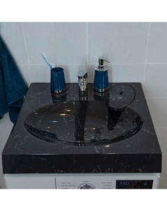 Раковина над стиральной машиной Миро 60х60 черный мрамор с кронштейнами Stella polar