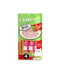 Лакомство для кошек Ciao Churu Куриное филе с кальмаром пюре 14гх4 Inaba