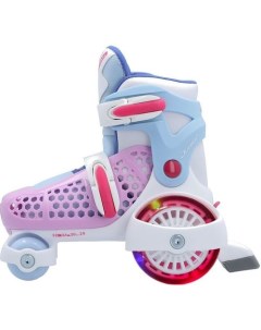 Роликовые коньки Junior для девочек размер 25 28 колеса 40мм ABEC 3 белый розовый Reaction
