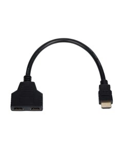 Кабель переходник адаптер HDMI 19M 2xHDMI 19F v1 4 4K экранированный 10 см черный AT0901 AT0901 Atcom