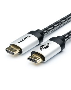 Кабель HDMI 19M HDMI 19M v2 0 4K экранированный ферритовый фильтр 2 м черный серебристый AT3781 AT37 Atcom