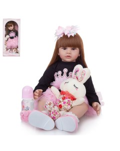 Кукла Junfa в темной толстовке и розовой юбке с плюшевым кроликом 60 см WJ 36046 Junfa toys