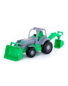 Машинка Трактор экскаватор Крепыш зелено серый 28 см П 44785 зелено серый Полесье