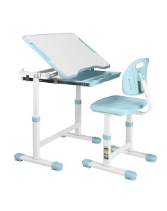 Комплект Karina Парта стул выдвижной ящик белый светло голубой Anatomica
