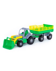 Машинка Трактор с прицепом 2 с ковшом Крепыш зеленый П 44808 зеленый Полесье