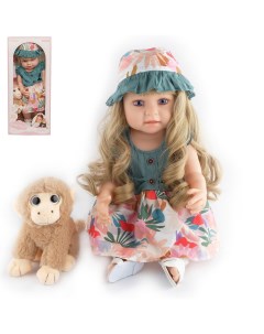 Кукла Junfa в разноцветных платье и шляпке с плюшевой обезьянкой 55 см WJ 35952 Junfa toys