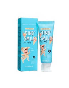 Детская гелевая зубная паста DINO s SMILE c ксилитом и вкусом пломбира 60 г Consly