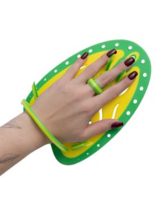 Лопатки для плавания Hand Paddles Ergo желтый зеленый M Flat ray