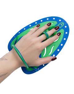 Лопатки для плавания Hand Paddles Ergo зеленый голубой M Flat ray