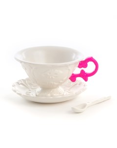 Чайная пара I Tea Fuchsia Дизайнерская посуда из фарфора Seletti