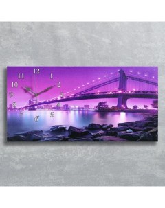 Часы картина настенные серия Город Светящийся мост 40 х 76 см Сюжет