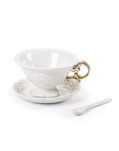 Чайная пара I Tea Gold 09868 Дизайнерская посуда из фарфора Seletti