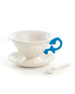 Чайная пара I Tea Blue Дизайнерская посуда из фарфора Seletti