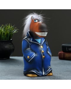 Копилка Конь в пальто 10х11х22см синий Хорошие сувениры
