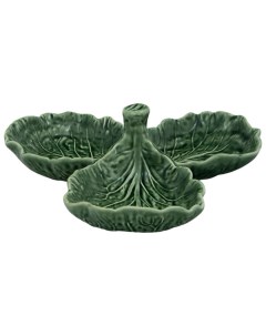 Менажница Капуста трехсекционная керамика зеленая 21 5 см Bordallo pinheiro