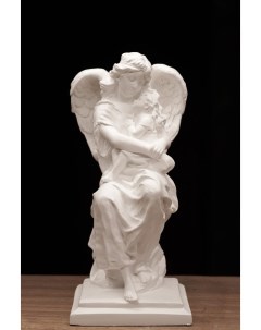 Статуэтка для интерьера 20 см Гипс белая Ангел с младенцем Sntart