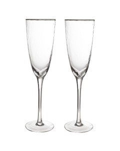 Бокал для шампанского 275 мл 2 шт стекло с серебристым кантом Ripply silver Kuchenland