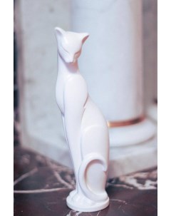 Кошка Грация статуэтка интерьерная 22 см гипс белая Sntart