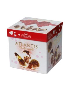 Конфеты ракушки ATLANTIS Бант из белого и темного шоколада с ореховой начинкой 93 г Vitaminka