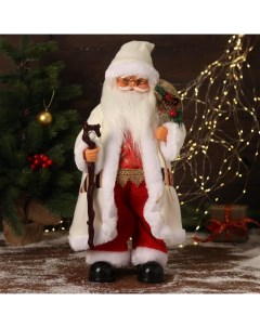 Новогодняя фигурка Дед Мороз в белом костюмчике 6938382 20x18x50 см Зимнее волшебство