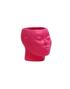 Фигурное кашпо Голова девушки розовое 16х14х16см Хорошие сувениры
