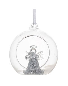 Игрушка елочная 8 см стекло Шар с ангелом внутри Angel figurine Kuchenland