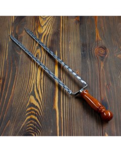 Двойной вилка шампур с деревянной ручкой 40 см Шафран