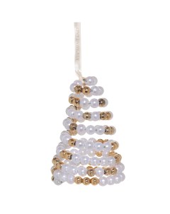 Игрушка елочная 10 см пластик металл бело золотистая Елка из шаров Beads figure Kuchenland