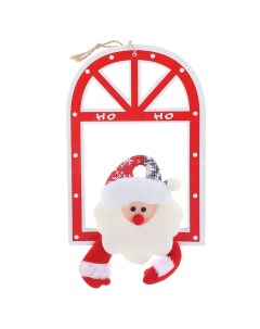 Елочная игрушка Дед мороз в окне S0808 1 шт красный белый серебристый Снеговичок