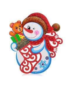 Новогоднее украшение снеговик 38х30 см S1112 Снеговичок